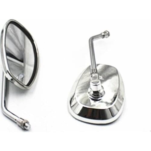 10mm Pair Chrome Oval Side Rearview Mirrors For Suzuki Honda Yamaha Kawasaki KTN Cafe Racer Old School Bobber Touring Motorcycle