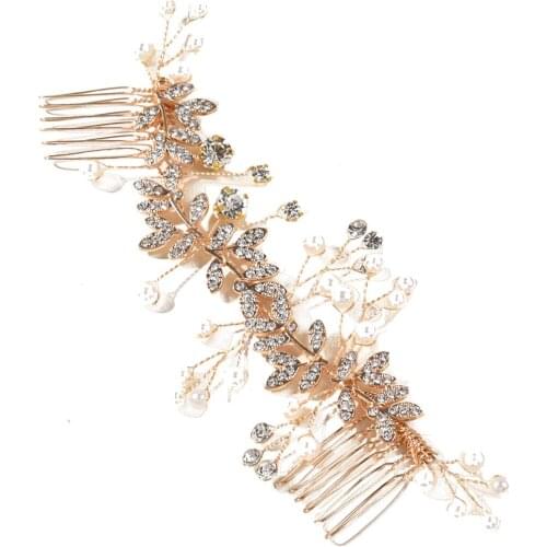 Flower Long Insert Comb Rhinestone Inlaid Vintage Elegant Handmade Hair Comb for Women Wedding Party Hair Accessories TT@88