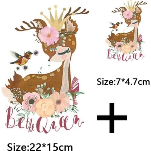 Flower bird cute deer patches for clothing iron on Transfer T-shirt stickers Iron-on Patches vinyl badge Jeans applique Washable