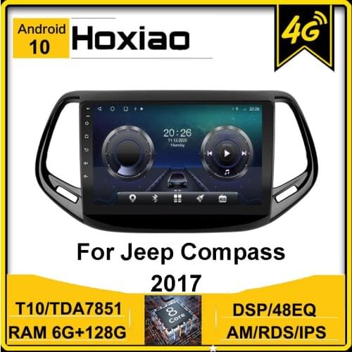 For Jeep Compass 2017 2018 2019 Android 10 Car 4G Radio 2 Din Carplay AM RDS IPS DSP 128G Multimedia Player Navigation