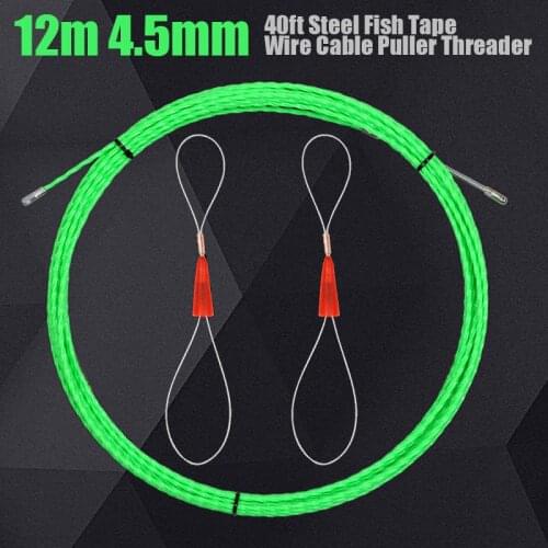 Durable Glass Fiber Tape Green Glass Fiber Electrical Cable Wire Threader Push Puller Guide Device +2pcs Fastener 12mx4.5mm
