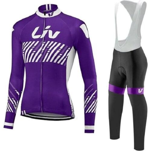 LIV Long Sleeve Road Bike Jersey Set Women Fall Cycling Clothing MTB Dress 2021 Bicycle Clothes Female Uniform Suit Kit Skinsuit
