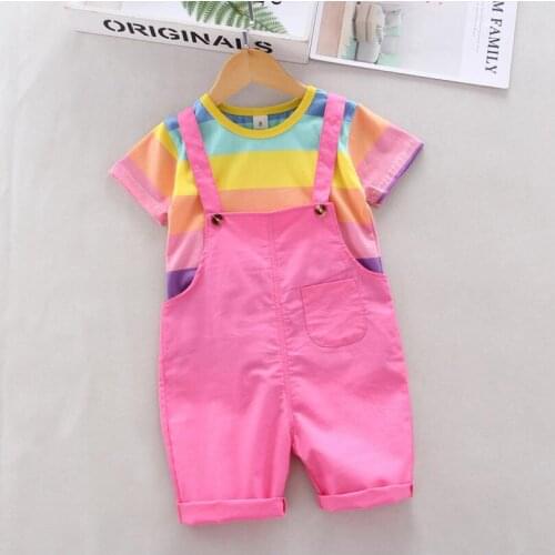 Baby girls summer clothing sets newborn cotton fashion t-shirts+bib pants 2pcs tracksuits for bebe girls toddler outfits 2020