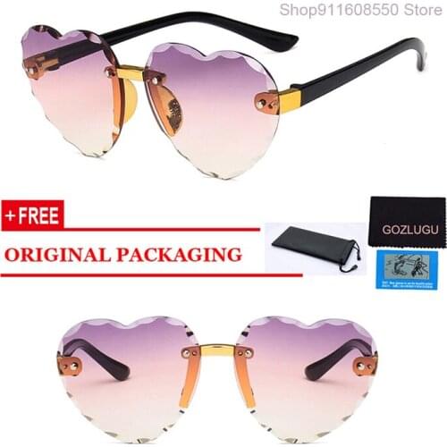 Hot selling childrens heart-shaped frameless sunglasses, thin metal frame UV protection sunglasses for beach holiday festival