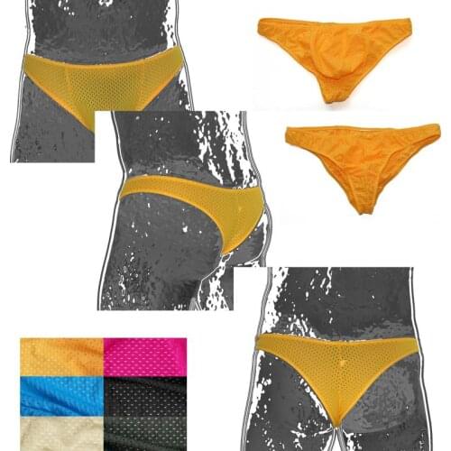 Fashion male low-waist low rise mens briefs breathable nylon spandex eyelet