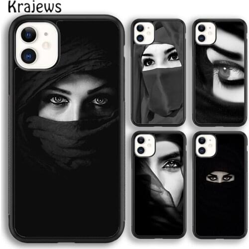 Krajews Arab Woman With Niqab eye Face Soft Phone Case Cover For iPhone 5 SE 6s 7 8 plus X XR XS 11 12 pro max Samsung S8 S9 S10