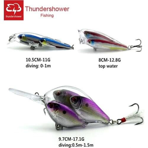 3pcs Mix Fishing Lure Set 1 Crankbait 1 Wobbler 1 Popper Hard Bait Group Fish Multi-color Pesca Artificial Fishing Tackle(Z014)