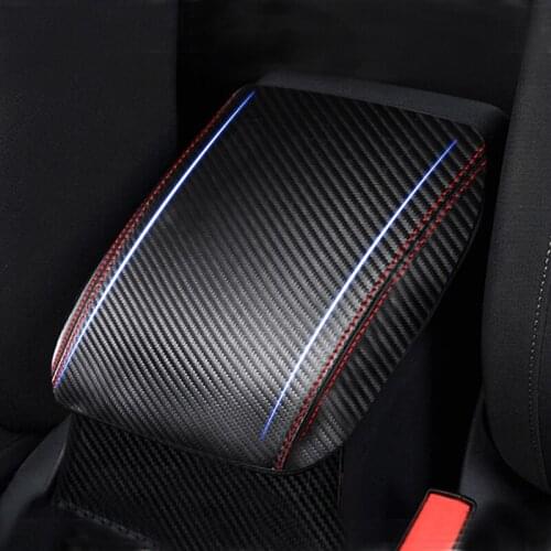 Car Interior Carbon Style Microfiber Leather Center Armrest Cover Sticker Trim For VW Golf 7 MK7 2014 2015 2016