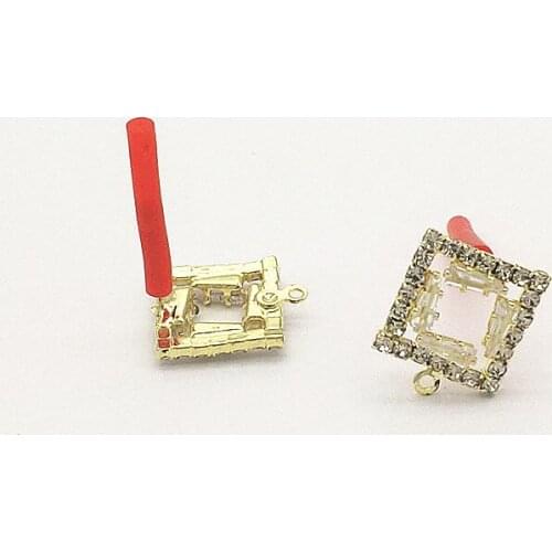 New Arrival! 15x12mm 50pcs Cubic Zirconia Ear studs Connectors for Handmade Earring DIY Parts,Jewelry Findings & Components