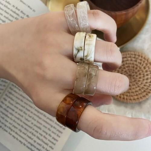 New Handmade Round Color Resin Ring Simple Creative Candy Color Resin Rings For Women Girls Fashion Jewelry