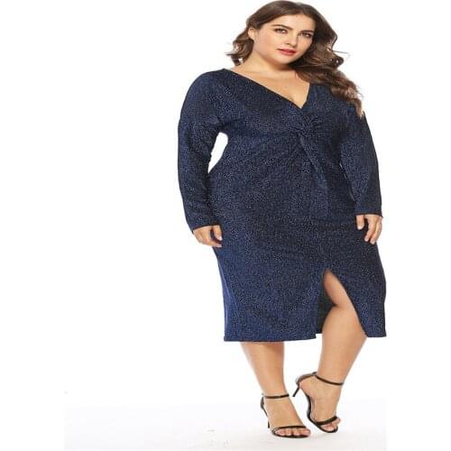 Autumn and Winter Plus size Woman Dresses V-neck Dresses Women Dress skirt Female long sleeve Dresses