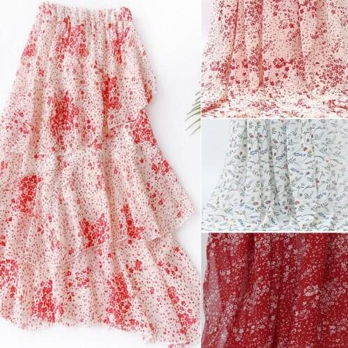 Dress Fabric Chiffon DIY Sewing Craft Tissue Ribbon Chiffon Cloth Material Printed Fabric Breathable Dropping Textile
