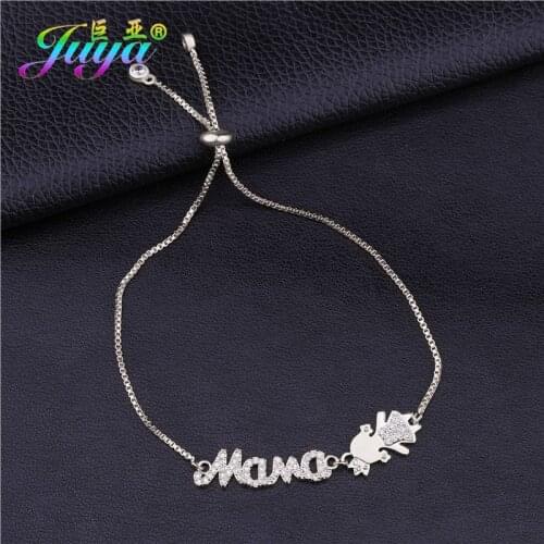 Juya Ali Moda Gift Bracelets Crown Girl Boy Mama Charms Bracelets For Women Mom Christmas New Year Gift Jewelry Supplies