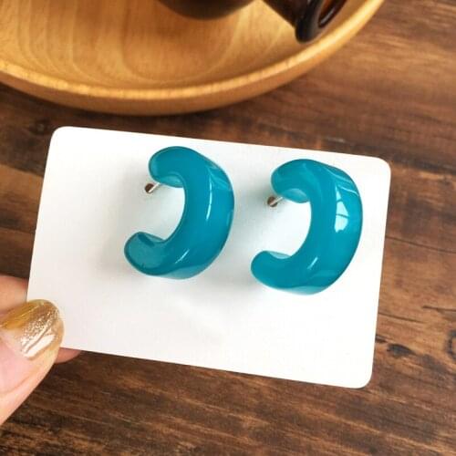 Semi Round C Shape Ear Rings Brief Cute Resin Hoops Earrings Jewellery