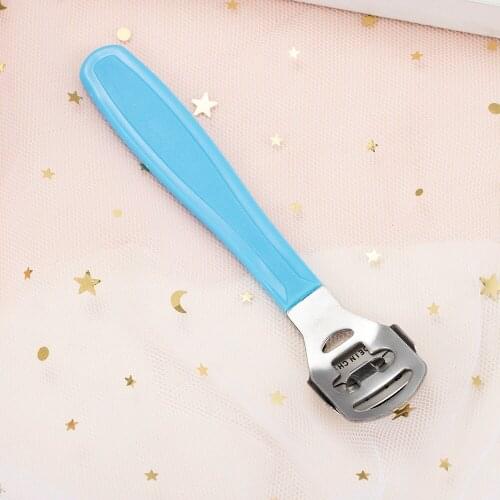 Portable Stainless Steel Dead Skin Feet Care Tools Professional Foot Planer Plastic Handle Calluses Pedicure Random Colour