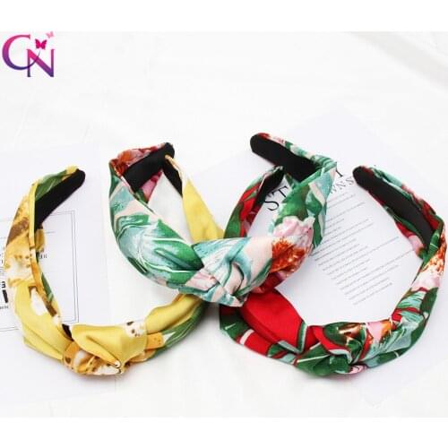 CN Bohemia Knot Printed Hairband Non Slip Fabric Hair Hoop Beach Style Bow Headbands For Girls Women Headwear Hair Accessories