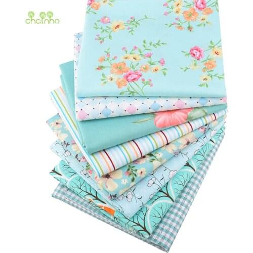 Chainho,Green Floral Series,Printed Twill Cotton Fabric,For DIY Quilting Sewing Baby&Childrens Sheet,Pillow,Material,Half Meter