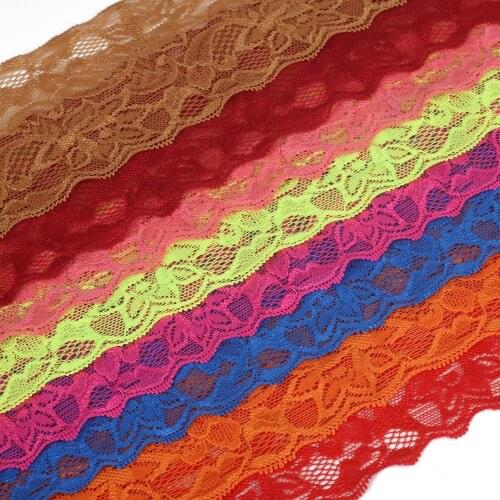 Width Approx 8cm 5 Yards/lot Multicolor Elastic Lace Ribbon Trim Fabric , for DIY Garment Accessories Sewing Trim Wedding Lace