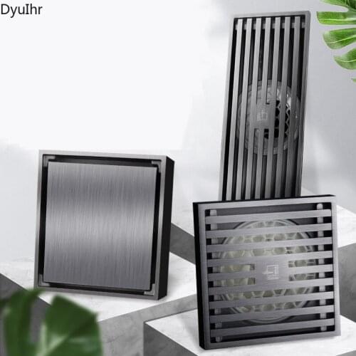 Bathroom accessories gun gray floor drain toilet bathroom floor drain all copper invisible deodorant washing machine floor drain