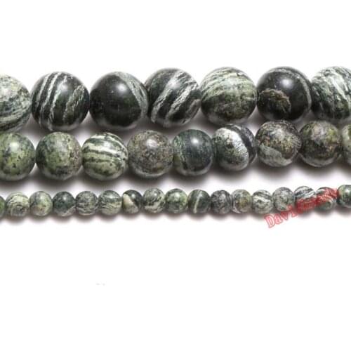 Fctory Price Natural Green Zebra Stone Round Loose Beads For Jewelry Making 4 6 8 10 12mm Natural Stone Beads DIY Bracelet