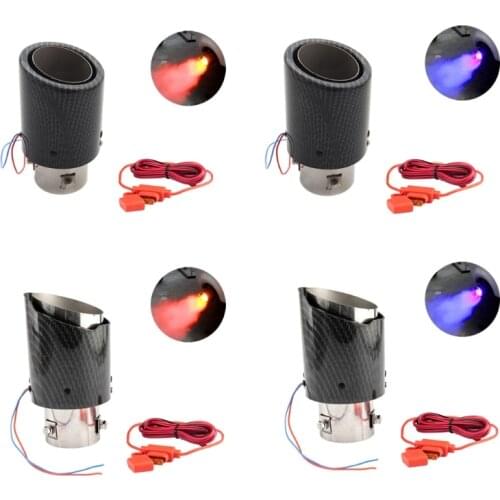 Universal Car LED Exhaust Pipe Modified Red/Blue Light Flaming Straight Single Outlet Tail Throat Modification