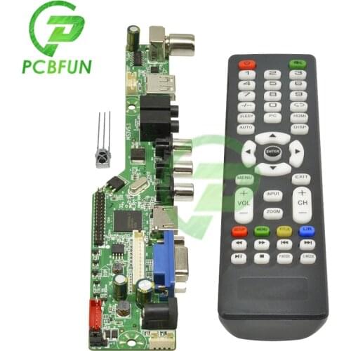 USB LCD Controller TV Motherboard English Remote Control TV Controller Driver Board 3.3V 5V 12V VGA/HDMI/AV/TV/USB Interface