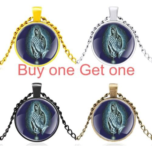 Vintage the Virgin of Guadalupe Glass Dome Pendant Necklace Men Women Casual Jewelry Accessories Best Gifts
