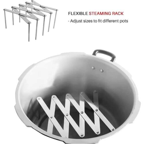 Retractable Storage Rack Folding Multi-Function Steaming Rack Stainless Steel Kitchenware Pot Cover Rack New