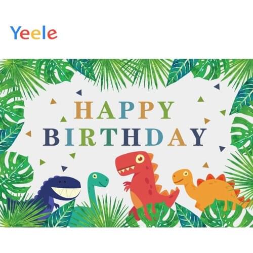 Yeele Photophone Palm Tree Tropical Dinosaur Baby Birthday Poster Photography Background Photographic Backdrops For Photo Studio