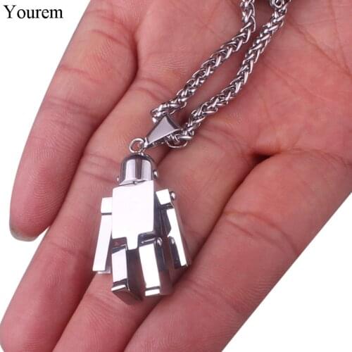 Yourem Punk Hiphop Movable Robot Necklace For women Jewelry Gifts Stainless Steel Necklaces For Men Jewlery di076