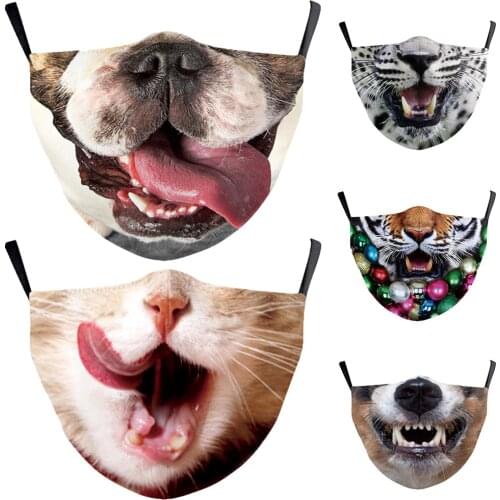 Funny Creative Animal Dog Cat Tiger Face-Mouth Masks Fashion Cospaly Halloween Women Men Unisex Dustproof Breathable Adult Mask