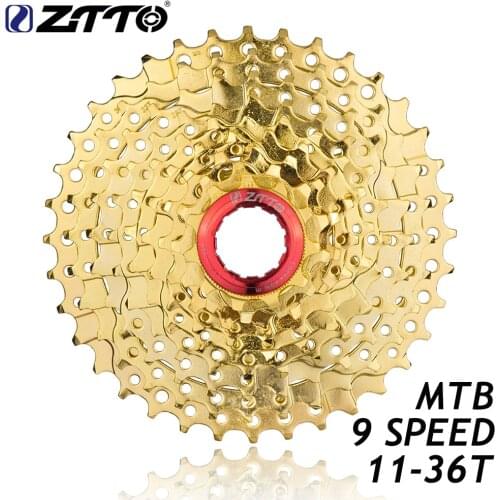 ZTTO MTB Mountain Bike Bicycle Parts 9s 27s 9 Speed 11-36T Gold Golden Freewheel Cassette K7 11V for M370 M430 M4000 M590 M3000