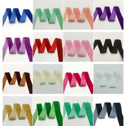 3 yards/lot 1"(25mm)Wide Velvet Ribbon Headband Clips Bow Wedding Decoration Pick Colors
