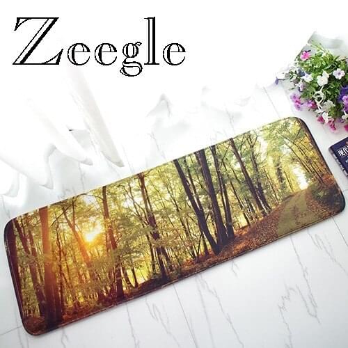 Zeegle Floor Mats for Living Rooms Natural Scenery Printed Long Kitchen Rugs Anti-Slip Flannel Home Welcome Rug Prayer Carpet