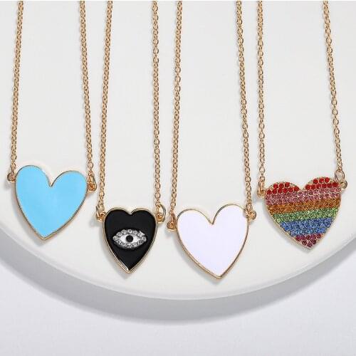 Trendy Hot-Sexy Red Lips Rainbow Pendant Necklace for Women Crystal Jewelry Necklace Red Heart Gold Chains Bridal Party Ladies