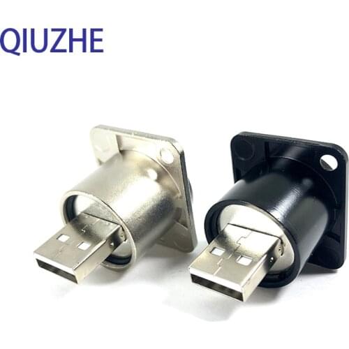 1PC D-Type Socket Module USB-2.0 Cabinet Canon Panel Female to Male Seat 86 Type Double Pass Fixed Data Conversion Head