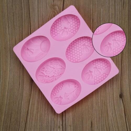 1pc Honey Bee Silicone Soap Mold DIY Handmade Craft 3d Oval Silicone Rectangular Soap Mold 6 Shapes Soap Molds For Soap Making