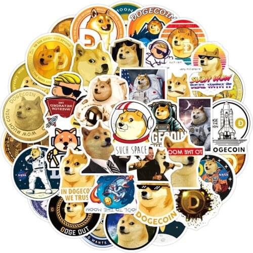 10/30/50pcs/Set Funny Dogecoin Graffiti Stickers For Luggage Gift Box Notebook Helmet Decal Computer Refrigerator Skateboard