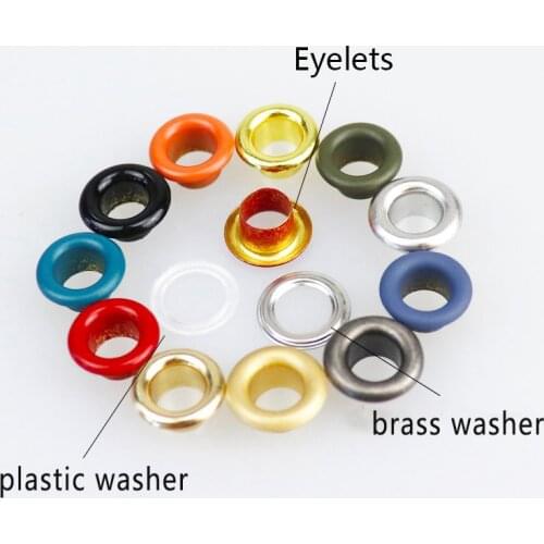 100pcs Metal brass eyelets with plastic washer and brass washer for clothes bag shoes garment accessories grommets
