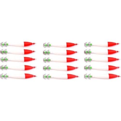 15Pcs Luminous Vivid Simulation Squid Hook Fishing Tackle Lures Squid Jig Lures with Hook 10.5cm