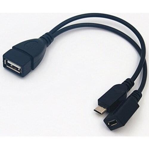 2 In 1 OTG Micro USB Female to USB Male Data Transfer Transmission Host Power Y Splitter Adapter to Micro 5 Pin Cable