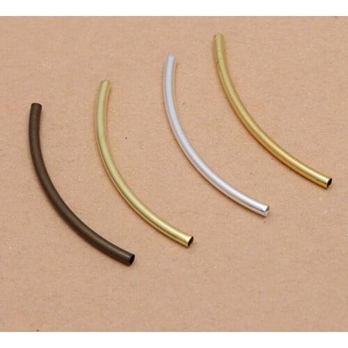 200pcs Round Curved Tube Spacer Beads Jewellery Findings DIY Bracelet Making 30mm 40mm 50mm Multi-color Plated Brass