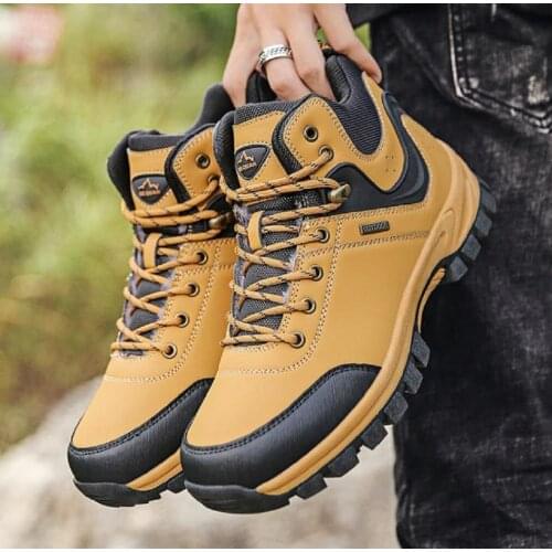 2021 Brand Winter Climbing Snow Botas Tactical Boots Warm Plush Men Waterproof Leather Ankle Non-Slip Hiking Trekking Shoes