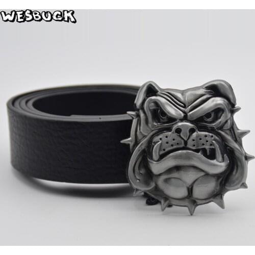 5 PCS MOQ WesBuck Brand Hot Sales Fashion Belt Buckle Animal Series Men Leather Belt Buckle, Pet Dog Metal Buckle With PU Belt