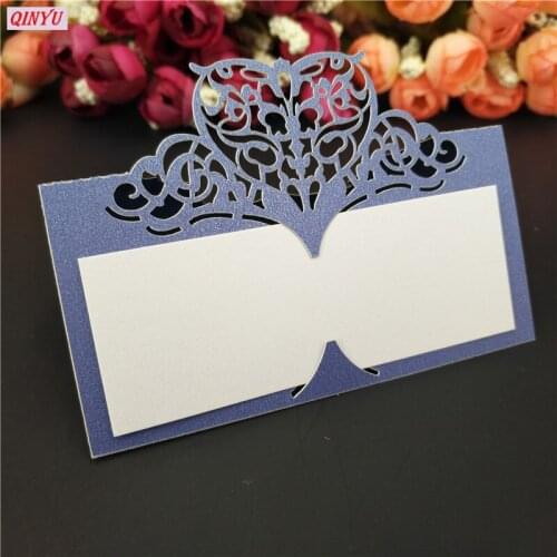 5000pcs Laser Cut Heart-shaped Wedding Party Table Name Cards Wedding Decoration 21 Colors 9x9cm Place Name Card 5ZSH871