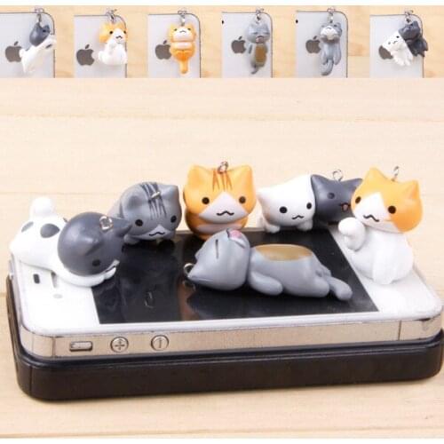 6pcs/set Cute Cat Dust Plug Phone Anti Dust 3.5mm Universal Phone Dust Plug for HTC Samusng iPhone Headphone jack Dustproof Plug