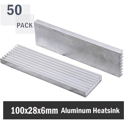 50Pcs Gdstime 100x28x6MM Aluminum Heat Sink Radiator Heatsink Cooling IC Chip LED High Power Heatinks Cooling Cooler Radiator