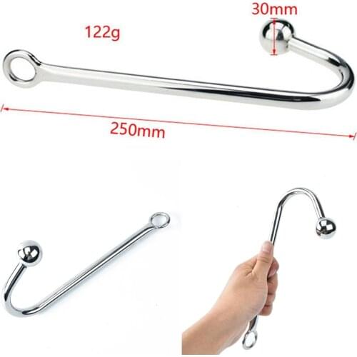 1PC 250MM Steel Anal Plug Hook Butt Plug With Ball Orgasm Massager Party Erotic Toy Sex Products For Male Dilator Erotic Sex Toy