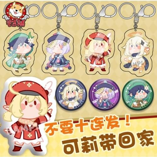 Anime Genshin Impact Klee Venti Qiqi Paimon Acrylic Keychain Pendant Toy Badge Brooch Pin Dolls Throw Pillow Cushion Cosplay