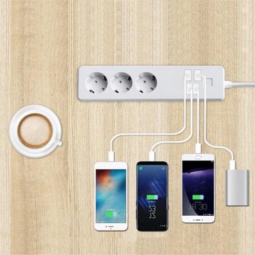 Wifi Wireless Remote Control Power Socket Smart Home Strip Plug EU 3 AC Socket 4 USB Charging Ports Working For Alexa